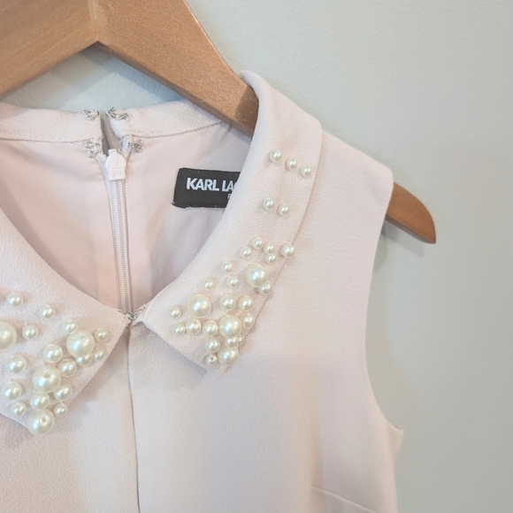 Karl Lagerfeld Pink Sleeveless Sheath Dress with Peter Pan Collar - Picture 4 of 7